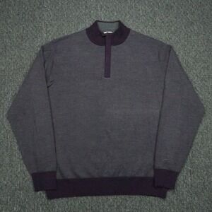 Peter Millar Pullover Mens XXL Purple Birdseye Quarter Zip Extrafine Merino Wool